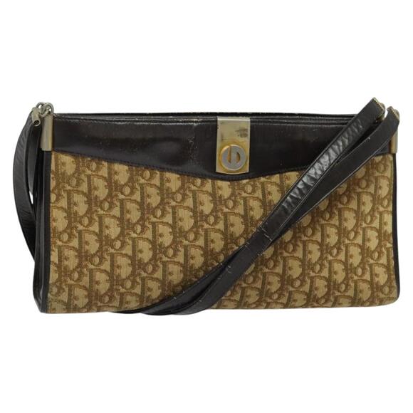 DIOR Trotter Canvas Shoulder Bag Beige Gold - Picture 1 of 12